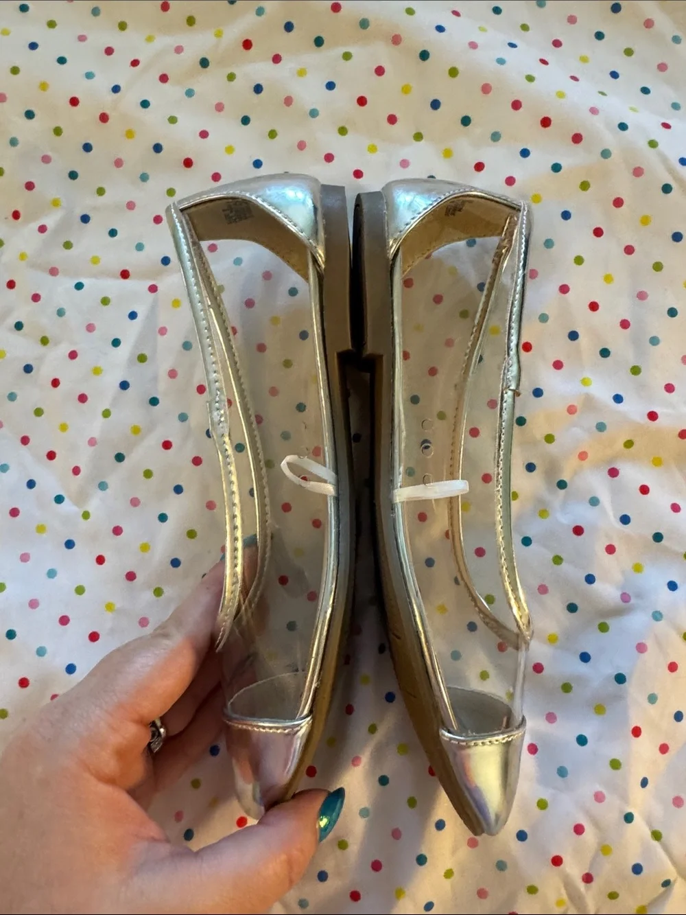 The Children's Place Silver Clear Cap-Toe Flats EUC